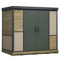 Caseta de Jardín de Madera y Resina con Puertas Dobles Verde Oscuro 200x300x180 cm