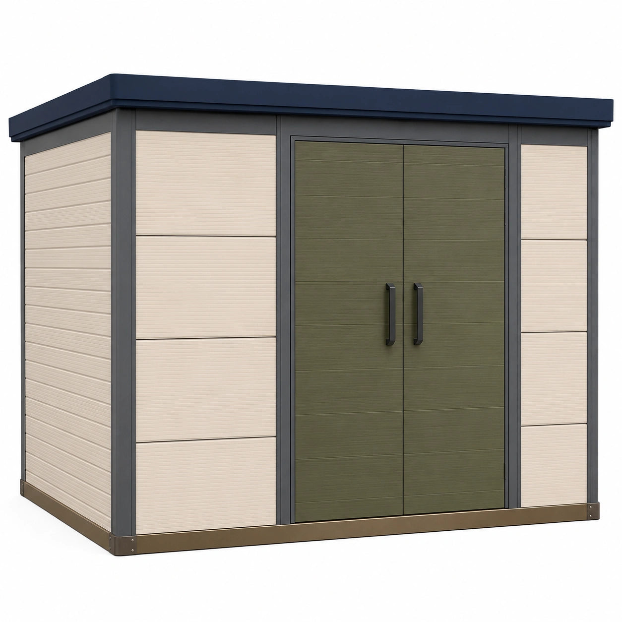 Cobertizo de resina con puertas dobles Beige/Verde