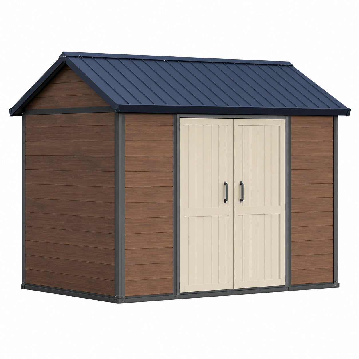 Cobertizo de Almacenamiento de Metal y Resina con Puertas Beige 220x190x210 cm