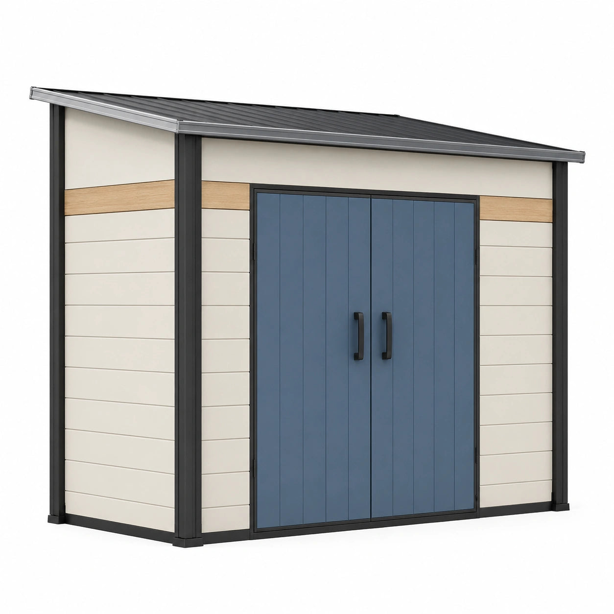 Caseta de Resina con Estructura de Acero y Puertas Dobles Azul