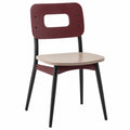 Silla de metal y madera contrachapada Burdeos y Negro