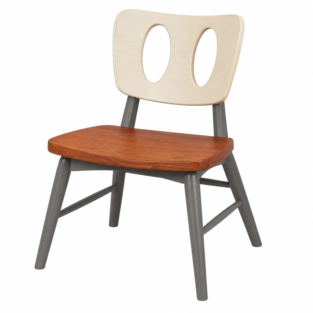 Silla de Madera de Nogal con Respaldo MDF y Patas Metálicas Grises
