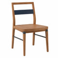 Silla de Roble y Metal con Respaldo Azul Oscuro