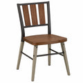Silla de madera y acero marrón y gris