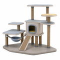 Árbol Rascador para Gatos de Madera Contrachapada Beige y Gris