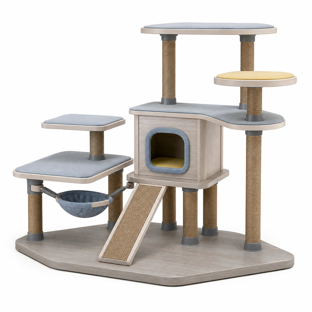 Árbol Rascador para Gatos de Madera Contrachapada Beige y Gris