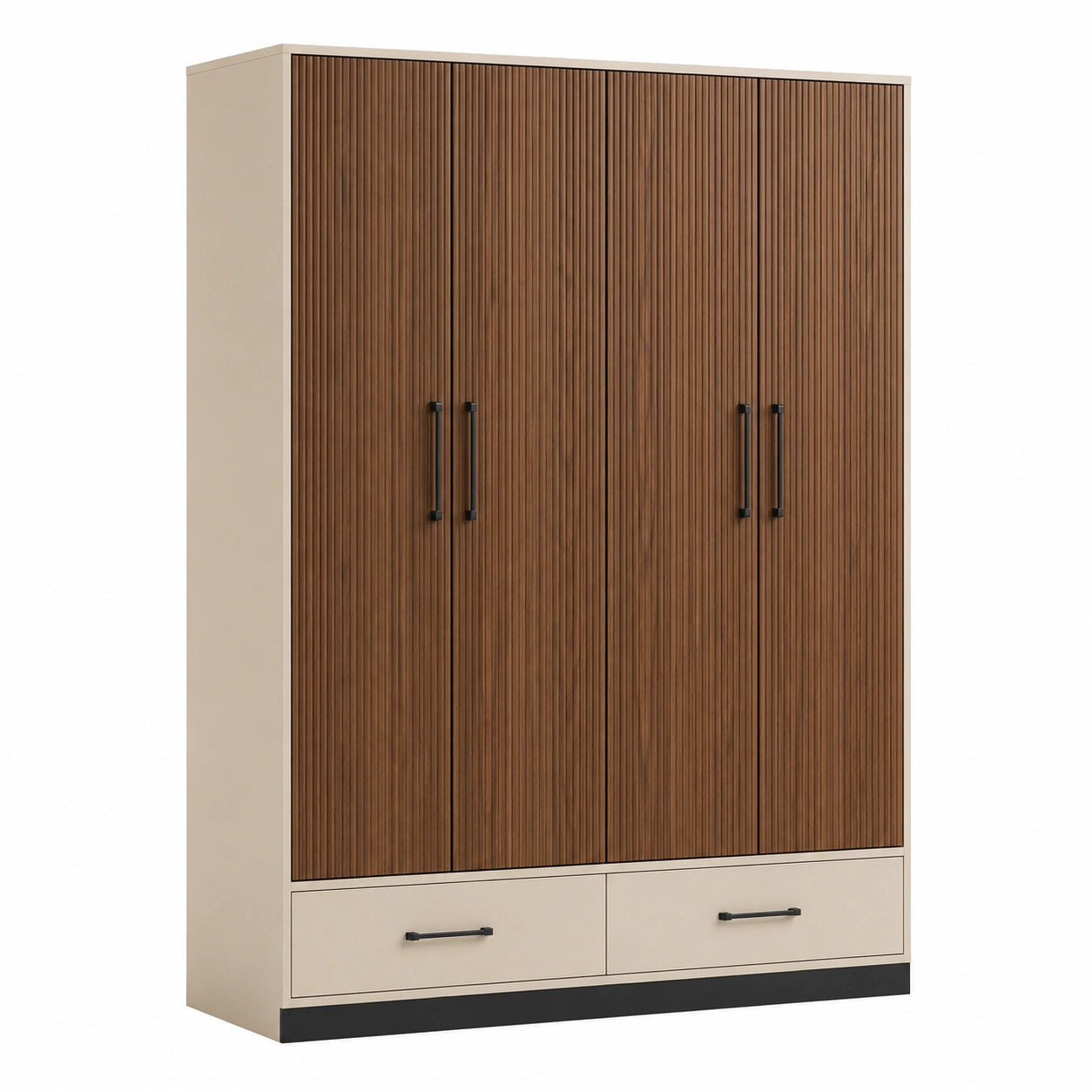 Armario de Madera Contrachapada y MDF con 4 Puertas y 2 Cajones Marrón/Beige