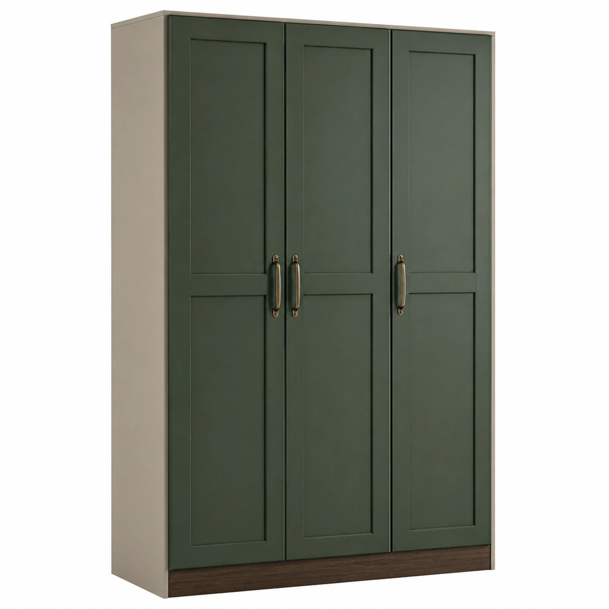 Armario de 3 Puertas de Madera Verde y Beige con Tiradores de Metal