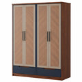 Armario de Madera con 4 Puertas y 2 Cajones, Madera y Azul