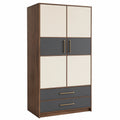 Armario de Madera con Puertas y Cajones Marrón/Beige/Gris