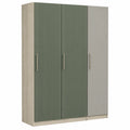 Armario de Madera MDF 3 Puertas Verde y Gris 200x150x50 cm