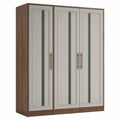 Armario de 3 puertas de madera y MDF con tiradores metálicos, 180x60x200 cm