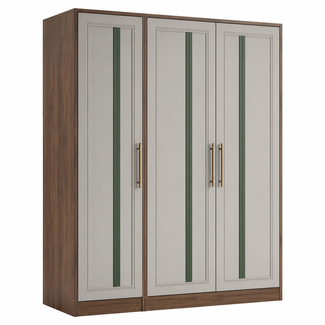 Armario de 3 puertas de madera y MDF con tiradores metálicos, 180x60x200 cm