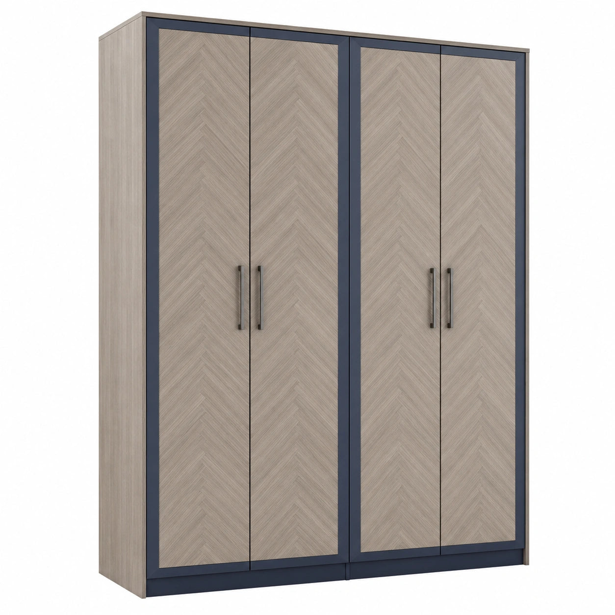 Armario de 4 puertas de madera aglomerada en Marrón y Gris