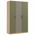 Armario de tres puertas de madera en Verde y Gris 200x120x50 cm