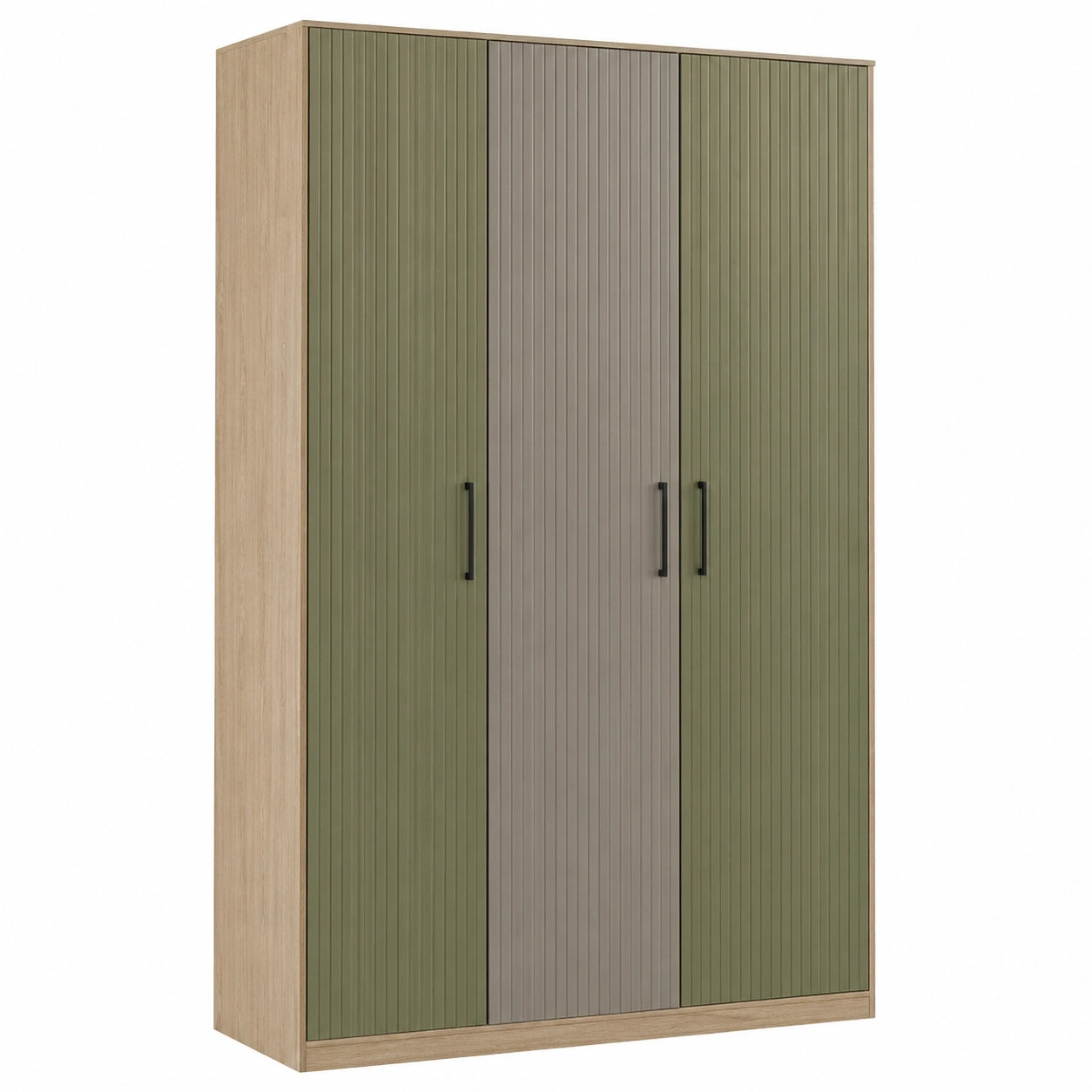 Armario de tres puertas de madera en Verde y Gris 200x120x50 cm