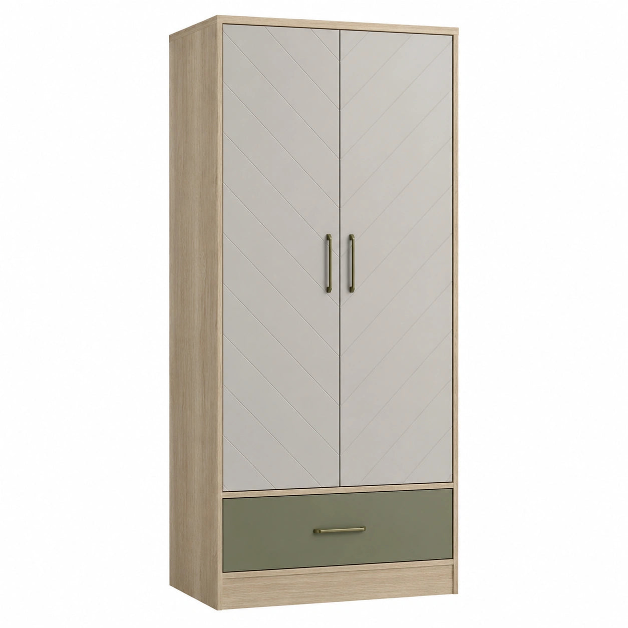 Armario de Madera con Puertas y Cajón Beige/Verde