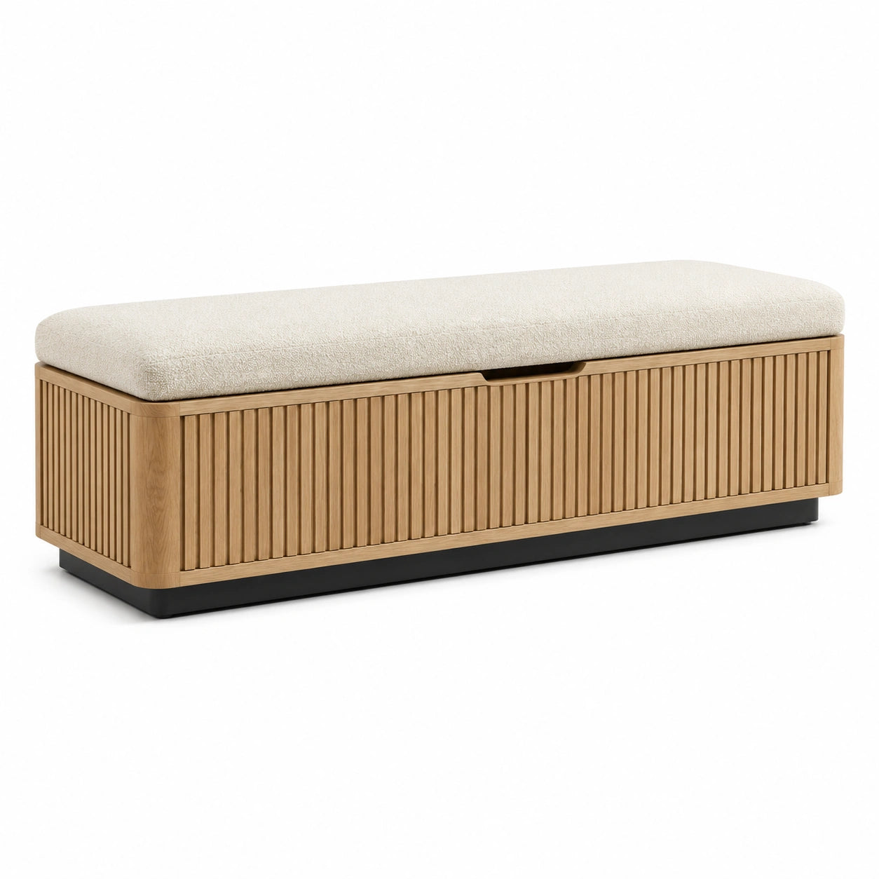 Banco de Almacenamiento de Madera y Tela Beige 100 cm