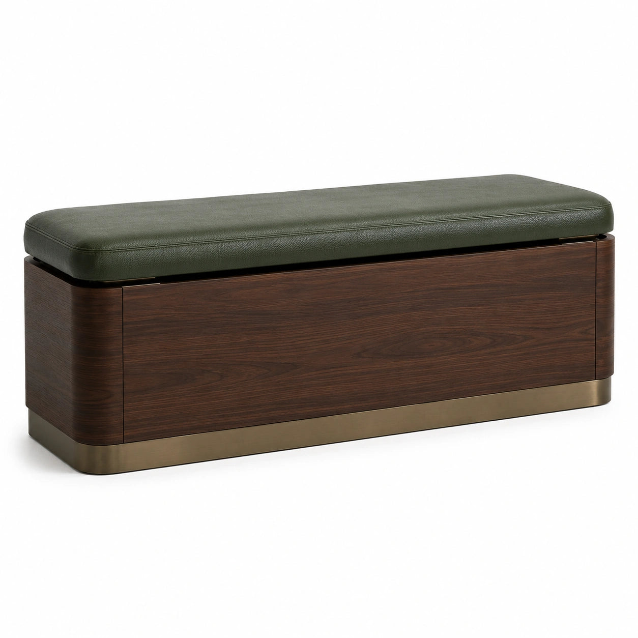 Banco de madera con cojín verde