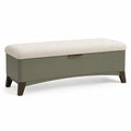 Banco de Tela Beige y Madera Verde 120 cm