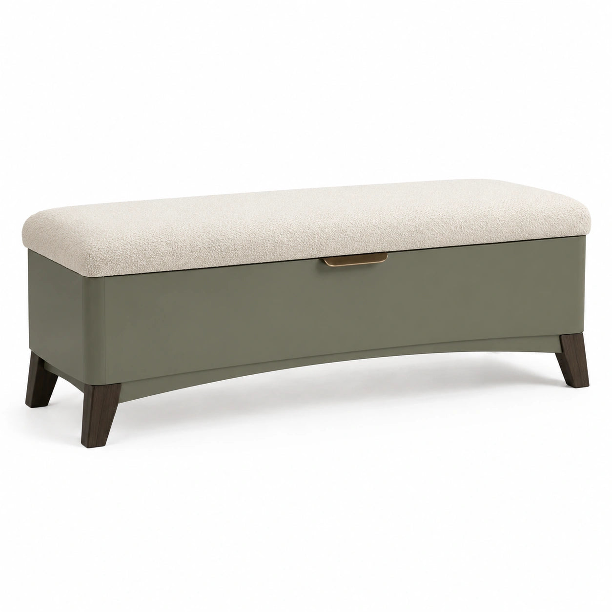 Banco de Tela Beige y Madera Verde 120 cm