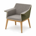 Silla de Tela Gris y Verde con Patas de Madera de Roble