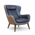 Sillón de Cuero y Tela con Patas de Madera