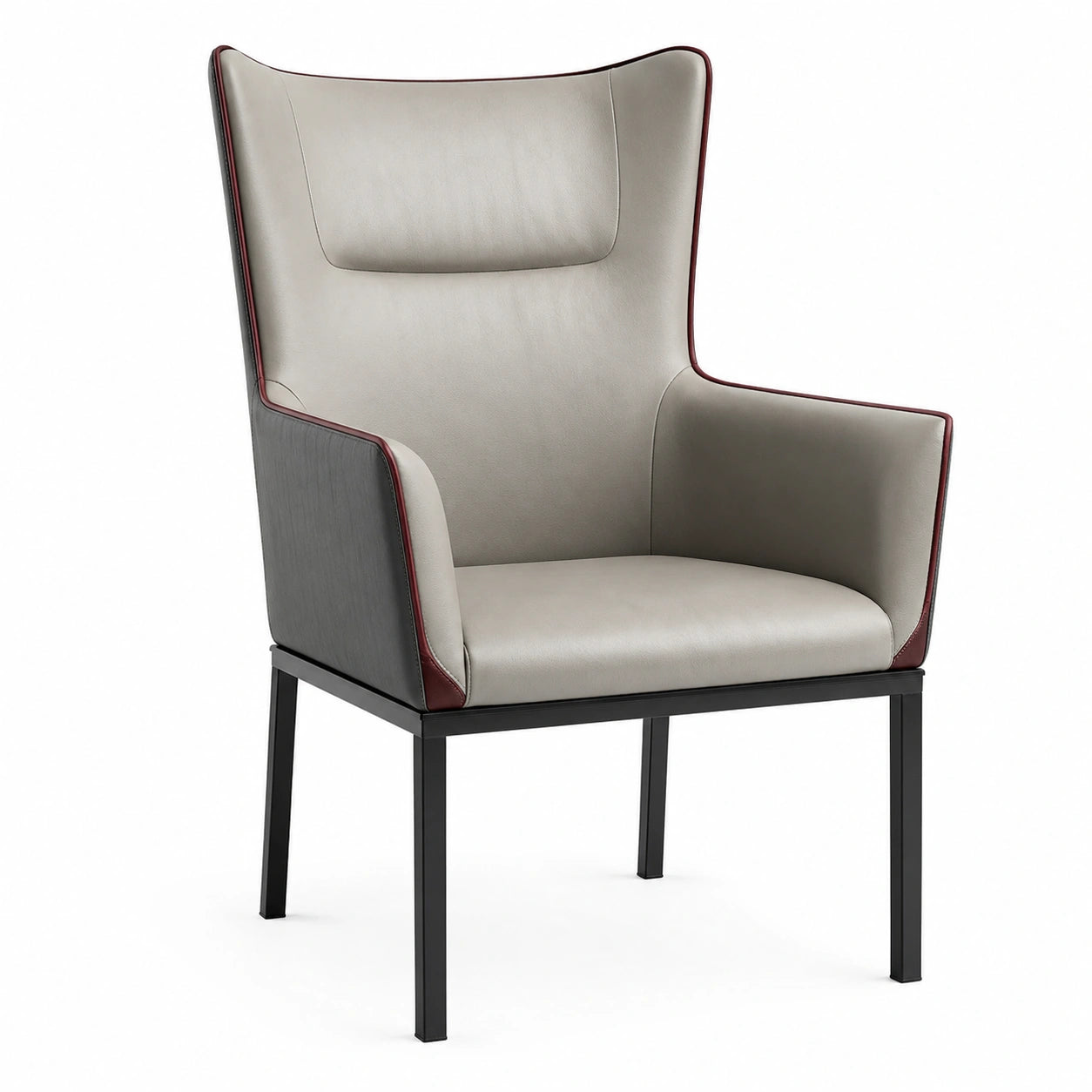 Sillón de Cuero Sintético Gris con Patas de Metal