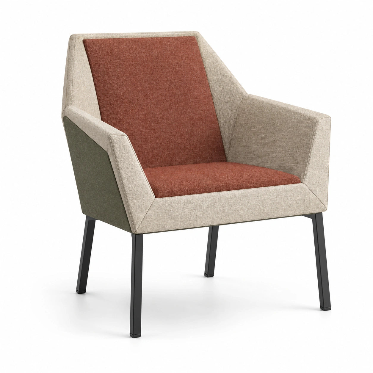 Sillón de tela con patas de metal, 80cm de altura