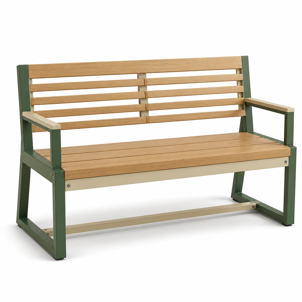 Banco de jardín de metal y madera de acacia 120 cm
