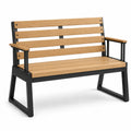 Banco de madera y metal negro para exteriores 120x60x80 cm