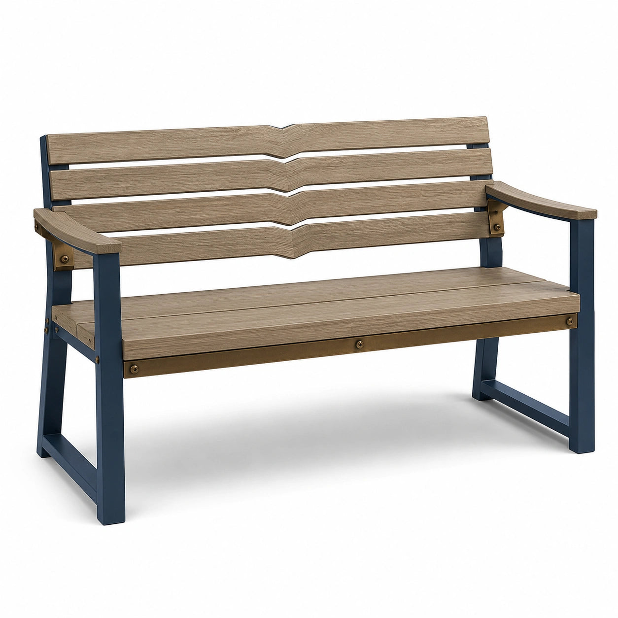 Banco de madera sintética y metal para exterior