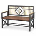 Banco de jardín de metal y madera con diseño geométrico 125 cm