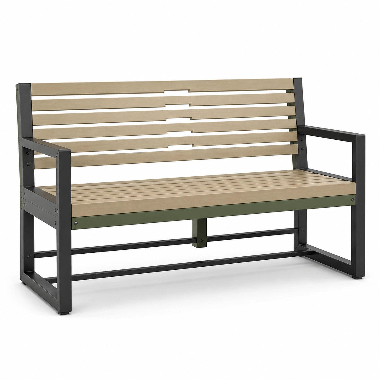 Banco de compuesto de madera y acero para exteriores 120 cm