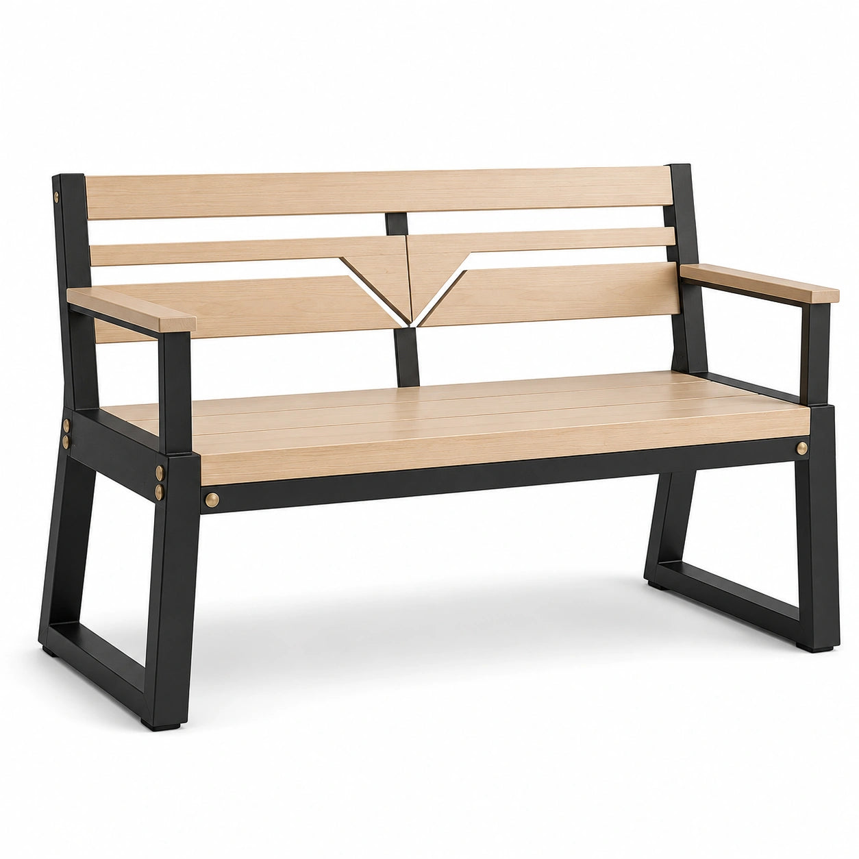 Banco de Madera y Metal Negro para Exteriores 120 cm