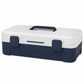 Caja de herramientas de plástico azul y blanco con asa 40x20x15 cm