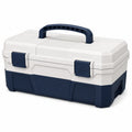 Caja de herramientas de plástico PP azul y blanco 40x20x20 cm