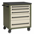 Carro de herramientas móvil 5 cajones acero laminado Verde/Beige