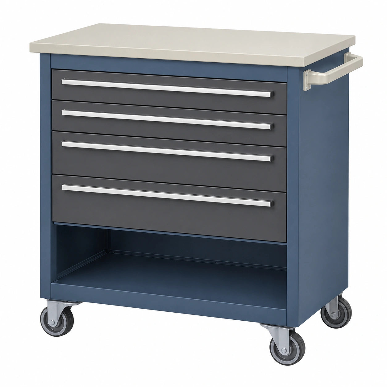 Carro de herramientas con cajones de metal y bandeja superior de MDF Gris/Azul