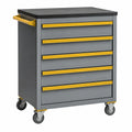 Carro de herramientas gris y amarillo con 6 cajones de acero