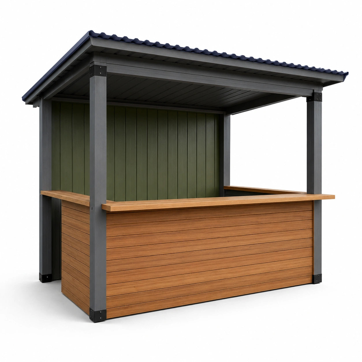 Puesto de Madera y Metal para Exterior 200x150x250 cm