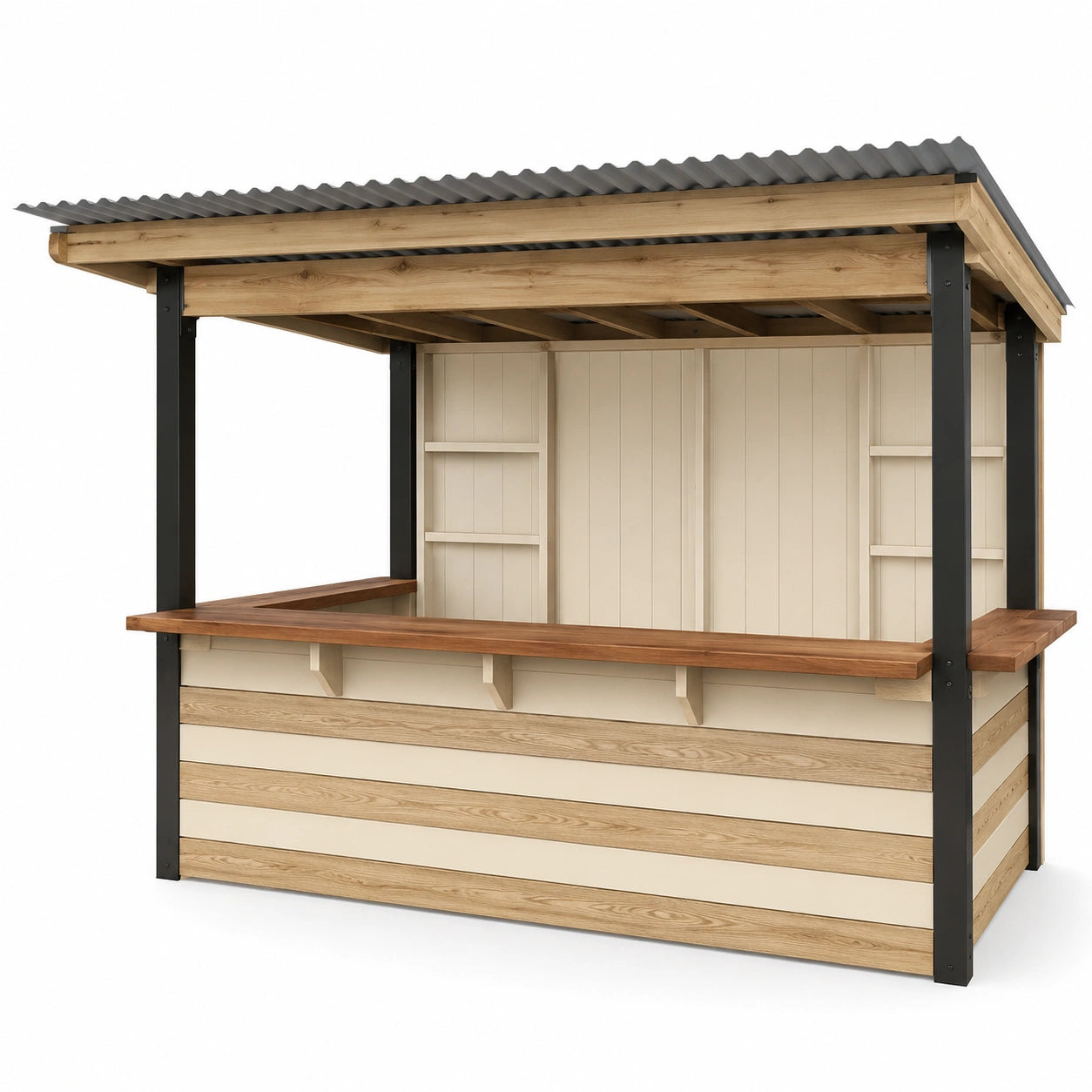 Puesto de Ventas de Madera y Metal para Exterior